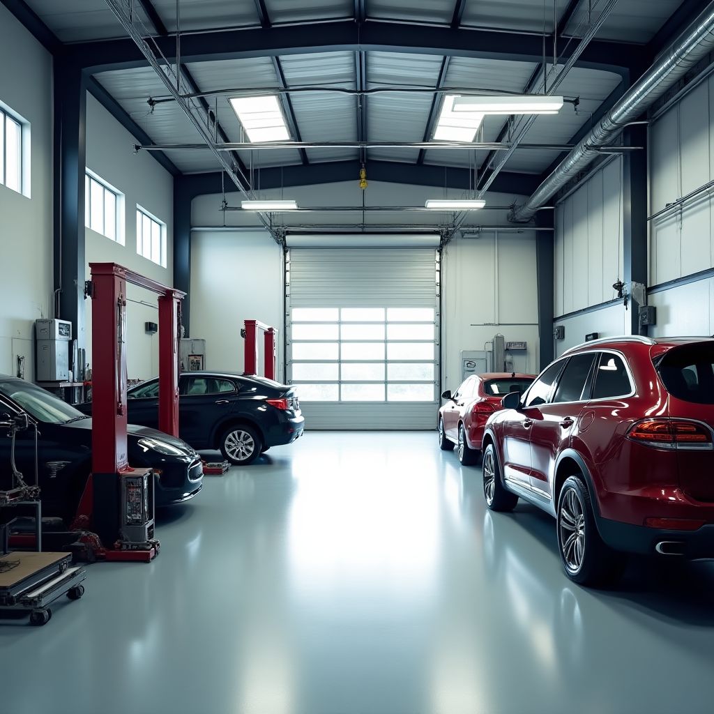 Interior limpio y moderno de un taller certificado